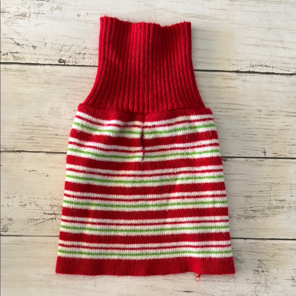 Red and Green Striped Knit Dog Sweater